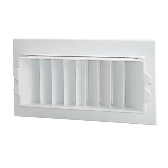 Deflect-O 8 in. x 4 in. Plastic 2-Way Ceiling / Wall Register, White - Picture 1 of 8